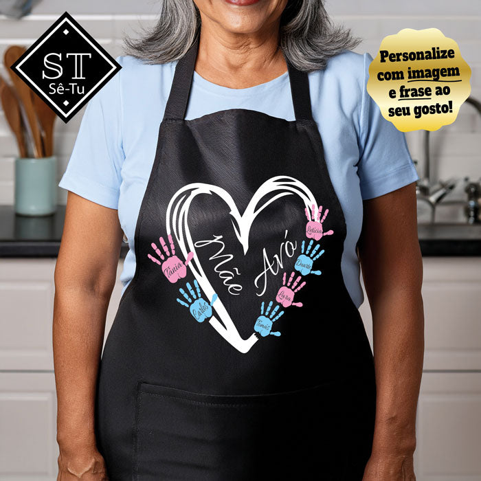 Avental Mãe e Avó Coração (Nomes)